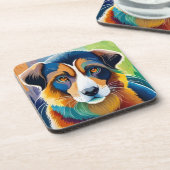 Dessous-de-verre Chien coloré visage proche (Côté gauche)