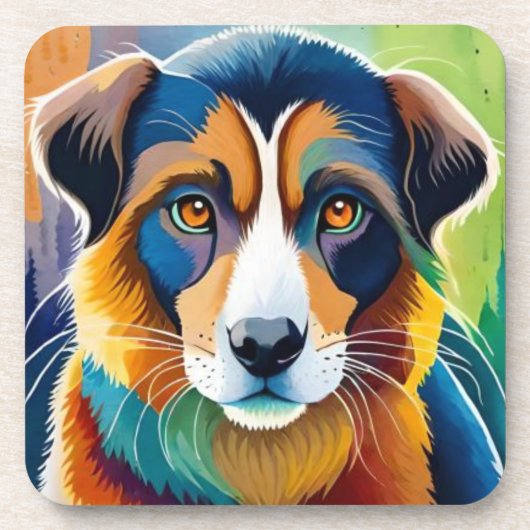 Dessous-de-verre Chien coloré visage proche (Devant)