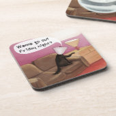 Dessous-de-verre Chien Cone Dater Drôle Drôle Caricature (Côté gauche)