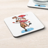 Dessous-de-verre Chien de Noël Whimsical sur patins à glace (Côté gauche)