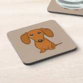 Dessous-de-verre Chien drôle rouge mignon de saucisse de bande (Côté gauche)