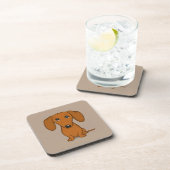 Dessous-de-verre Chien drôle rouge mignon de saucisse de bande (Côté Droit)