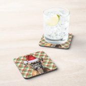 Dessous-de-verre Chien en boîte de Noël avec Vert Rouge Plaid Vacan (Côté Droit)