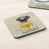 Dessous-de-verre Chien Hanoukka-Mignon heureux de carlin avec (Côté gauche)