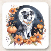 Dessous-de-verre Chien mignon Halloween Floral Moon Canine Lover (Devant)