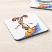 Dessous-de-verre Chien mignon Whimsical sur Surboard (Côté gauche)