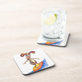 Dessous-de-verre Chien mignon Whimsical sur Surboard (Côté Droit)