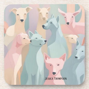 Dessous-de-verre Chien Motif Pastel couleurs minimaliste illustrati