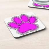 Dessous-de-verre Chien Paw En Rose Avec Des Contours (Côté gauche)