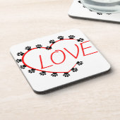 Dessous-de-verre Chien Paws Red Heart Love (Côté gauche)