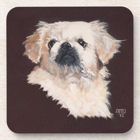 Dessous-de-verre Chien Pékinois Blanc (Devant)