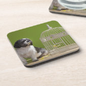 Dessous-de-verre Chien près d'une cage à oiseaux (Côté gauche)