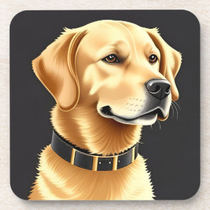 Dessous-de-verre Chien Retriever doré portant un collier en cuir