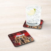 Dessous-de-verre Chien sanglant avec Red Holiday Plaid (Côté Droit)