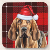 Dessous-de-verre Chien sanglant avec Red Holiday Plaid (Devant)