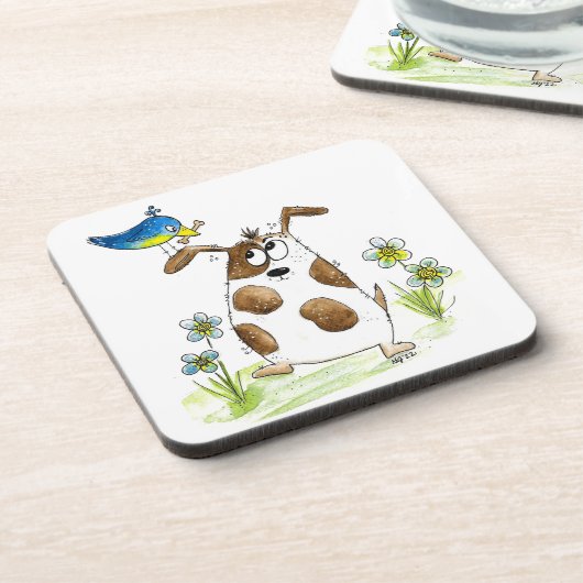 Dessous-de-verre Chien tacheté avec un oiseau (Côté gauche)