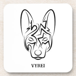 Dessous-de-verre Chien tribal noir et blanc
