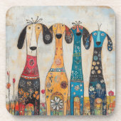 Dessous-de-verre Chiens Fous Longs et Minces (Devant)