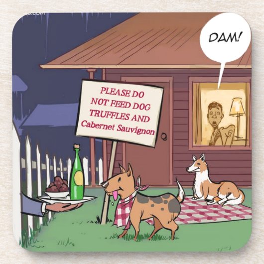 Dessous-de-verre Chiens gourmands amusants (Devant)