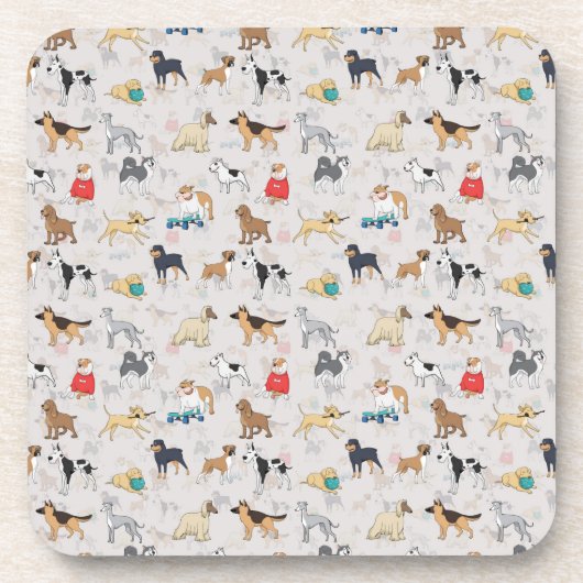 Dessous-de-verre Chiens mignons Design Motif Blanc (Devant)
