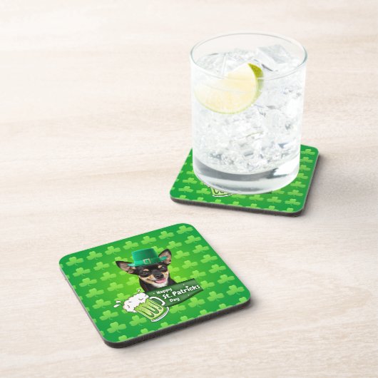 Dessous-de-verre Chihuahua Chien Chiot Chiot St. Patrick's Day Clov (Côté Droit)