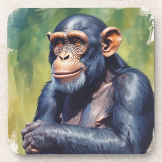 Dessous-de-verre Chimpanzé mignon fou drôle (Devant)