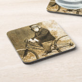 Dessous-de-verre Chimpanzé vintage sur une bicyclette (Côté gauche)