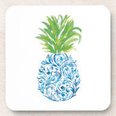 Dessous-de-verre Chinoiserie de Ananas Bleu Blanc Prépa (Devant)