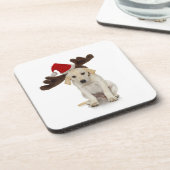 Dessous-de-verre Chiot avec des oreilles de casquette et de renne (Côté gauche)