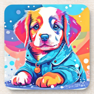Dessous-de-verre Chiot en design de manteau bleu