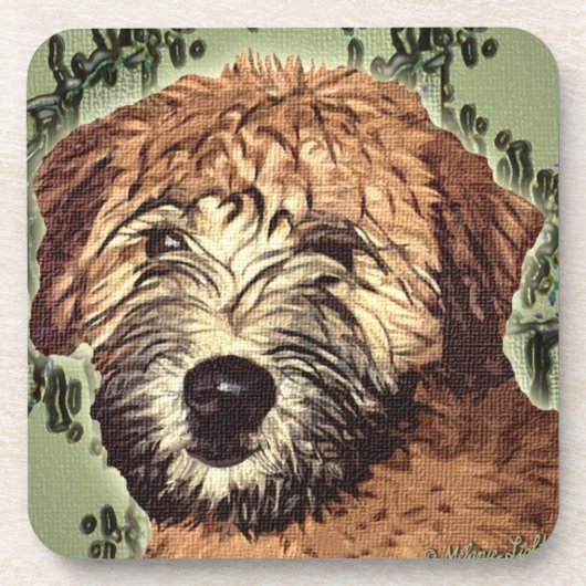 Dessous-de-verre Chiot roux à revêtement doux avec visage mouillé (Devant)