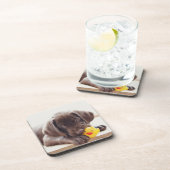 Dessous-de-verre Chocolat Labrador Chiot Avec Canard De Jouet (Côté Droit)