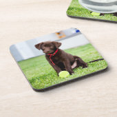 Dessous-de-verre Chocolat Labrador Puppy Avec Tennis Ball (Côté gauche)