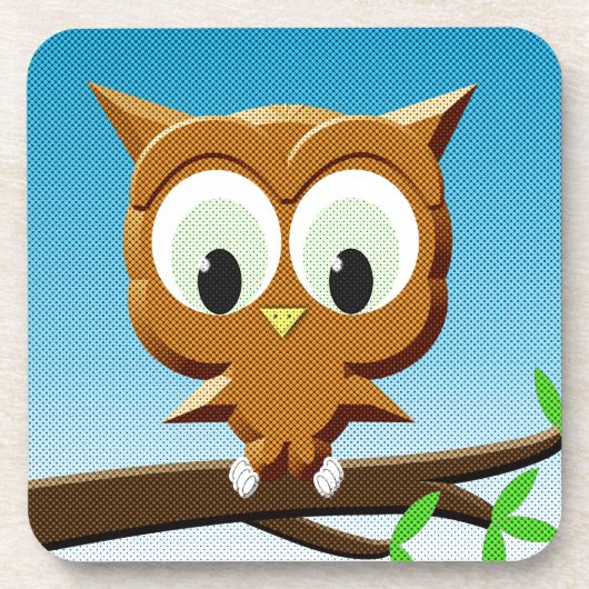 Dessous-de-verre Chouette à caricature au papier (Devant)