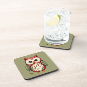 Dessous-de-verre Chouette d'art populaire Design Cottagecore