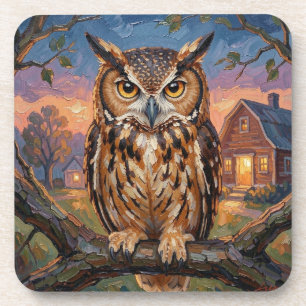 Dessous-de-verre Chouette hulotte Rustique Impasto