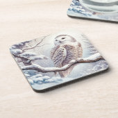 Dessous-de-verre Chouette neige aquarelle (Côté gauche)