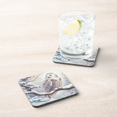 Dessous-de-verre Chouette neige aquarelle (Côté Droit)