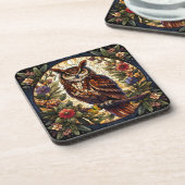 Dessous-de-verre Chouette Nocturne Enchantant Art en verre (Côté gauche)