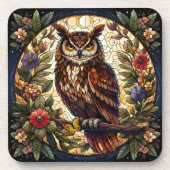 Dessous-de-verre Chouette Nocturne Enchantant Art en verre (Devant)