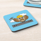 Dessous-de-verre Chouette ouvrière de construction mignonne avec de (Côté gauche)