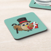 Dessous-de-verre Chouette sophistiquée avec boîte de chocolat cardi (Côté gauche)