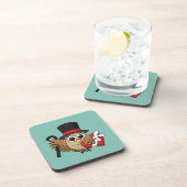 Dessous-de-verre Chouette sophistiquée avec boîte de chocolat cardi (Côté Droit)