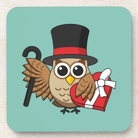 Dessous-de-verre Chouette sophistiquée avec boîte de chocolat cardi (Devant)