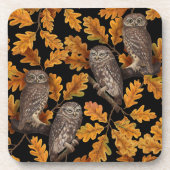 Dessous-de-verre Chouettes d'automne sur noir (Devant)