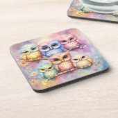 Dessous-de-verre Chouettes d'oiseaux arc-en-ciel 3 (Côté gauche)