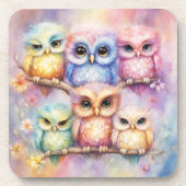 Dessous-de-verre Chouettes d'oiseaux arc-en-ciel 3 (Devant)