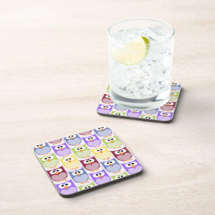 Dessous-de-verre Chouettes mignonnes, Chouette Motif, Chouettes pou