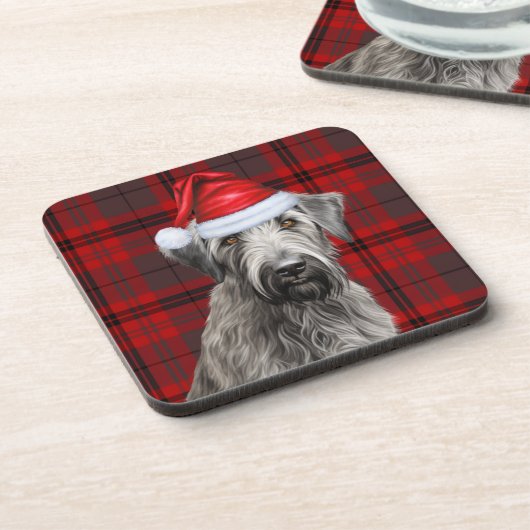Dessous-de-verre Christmas Wolfhound Dog Red Plaid Holiday (Côté gauche)