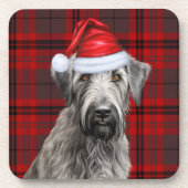 Dessous-de-verre Christmas Wolfhound Dog Red Plaid Holiday (Devant)